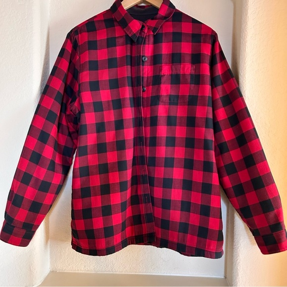 L.L. Bean Buffalo Plaid Fleece Lined Button Down Shirt/Jacket - Picture 1 of 8